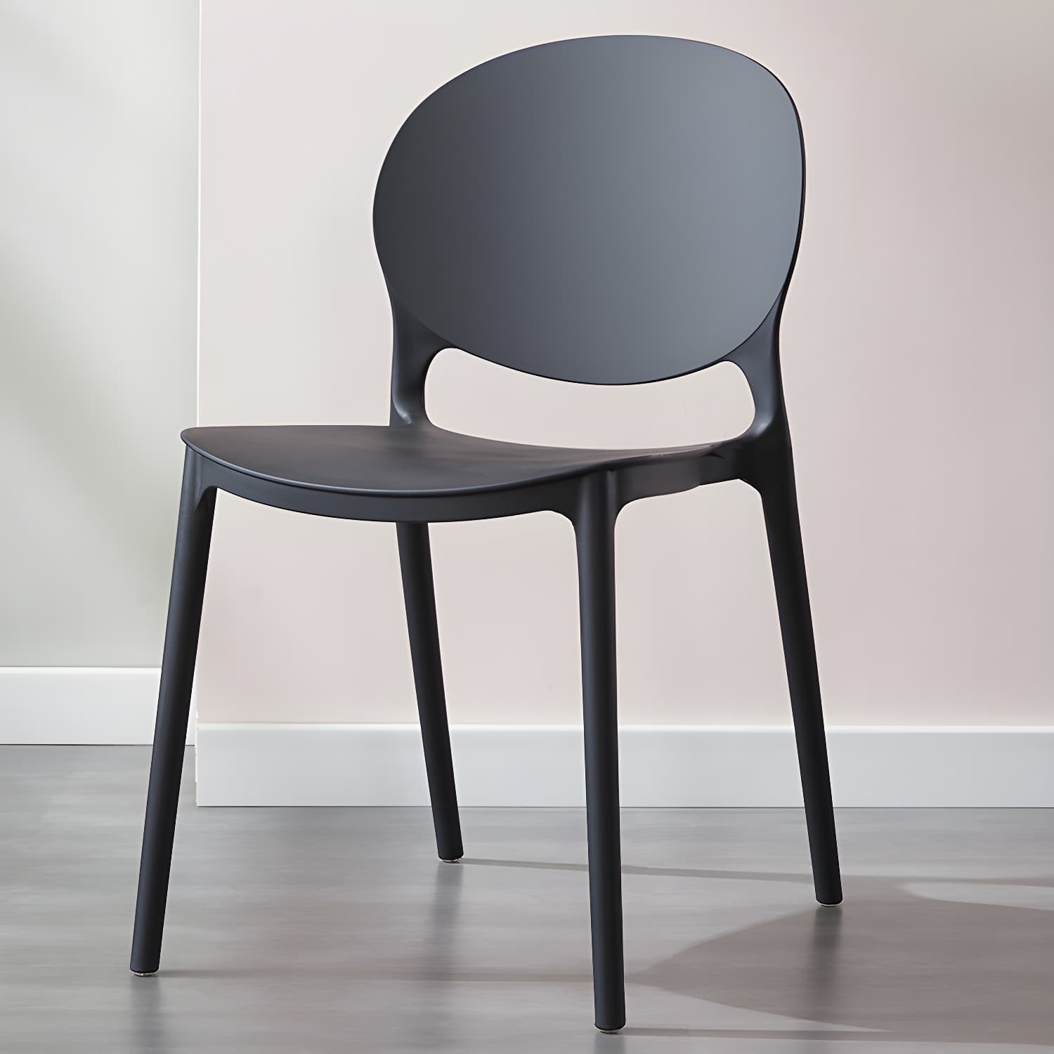 Scandinavian Armless Dining Chairs Stackable Plastic Open Back Side Chair