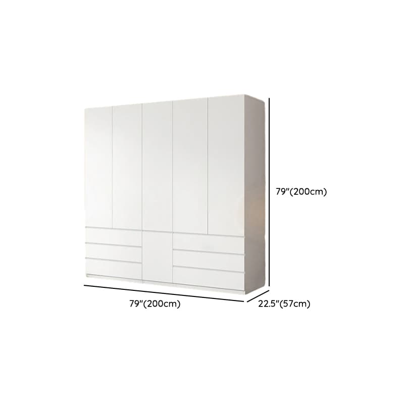 White Contemporary Alloy Cabinet Armoire with 3/6/9 Drawers, Flexible Shelf, and Hanging Rod - image 15
