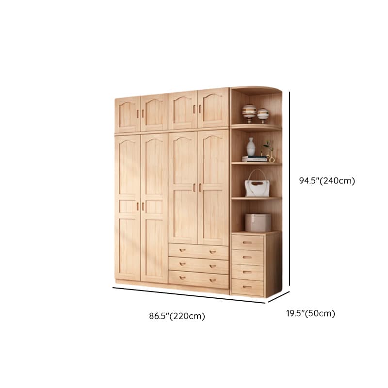 Modish Natural Color Reclaimed Wood Wardrobe Armoire with Soft Close Drawer, Soft Close Door - image 34