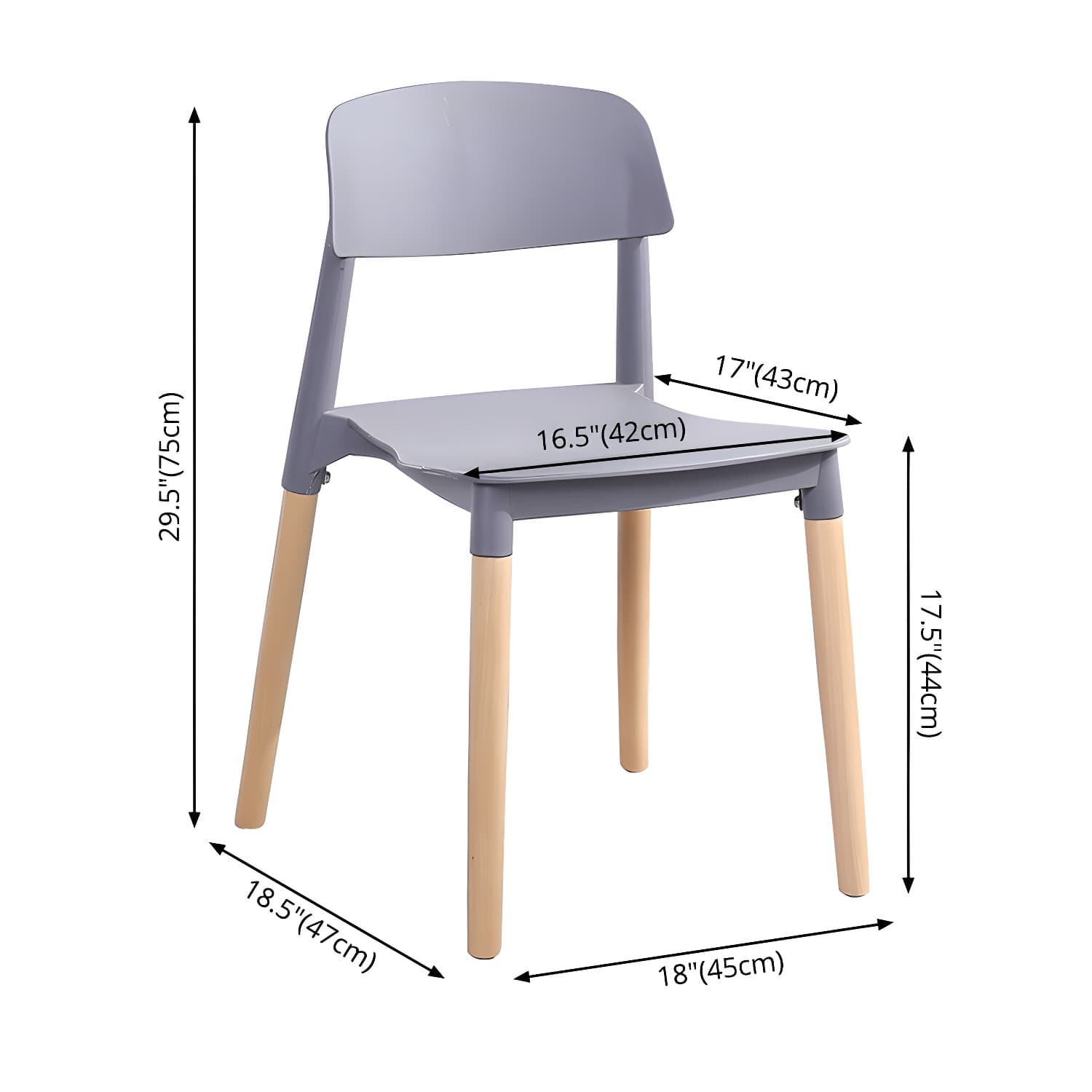 Scandinavian Home Side Chair Open Back Wood Legs Dining Room Chair Set - image 21