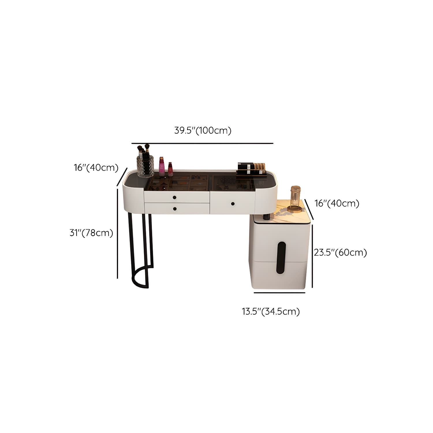 Contemporary Wood Make-up Vanity 15.75" Wide Make-up Vanity with Drawers - image 20