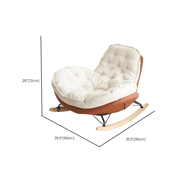 Modish Rocking Couch Chair with Spindle Back, Flannel Upholstery, Padded Design, Rear Support, and Stationary Base - image 18