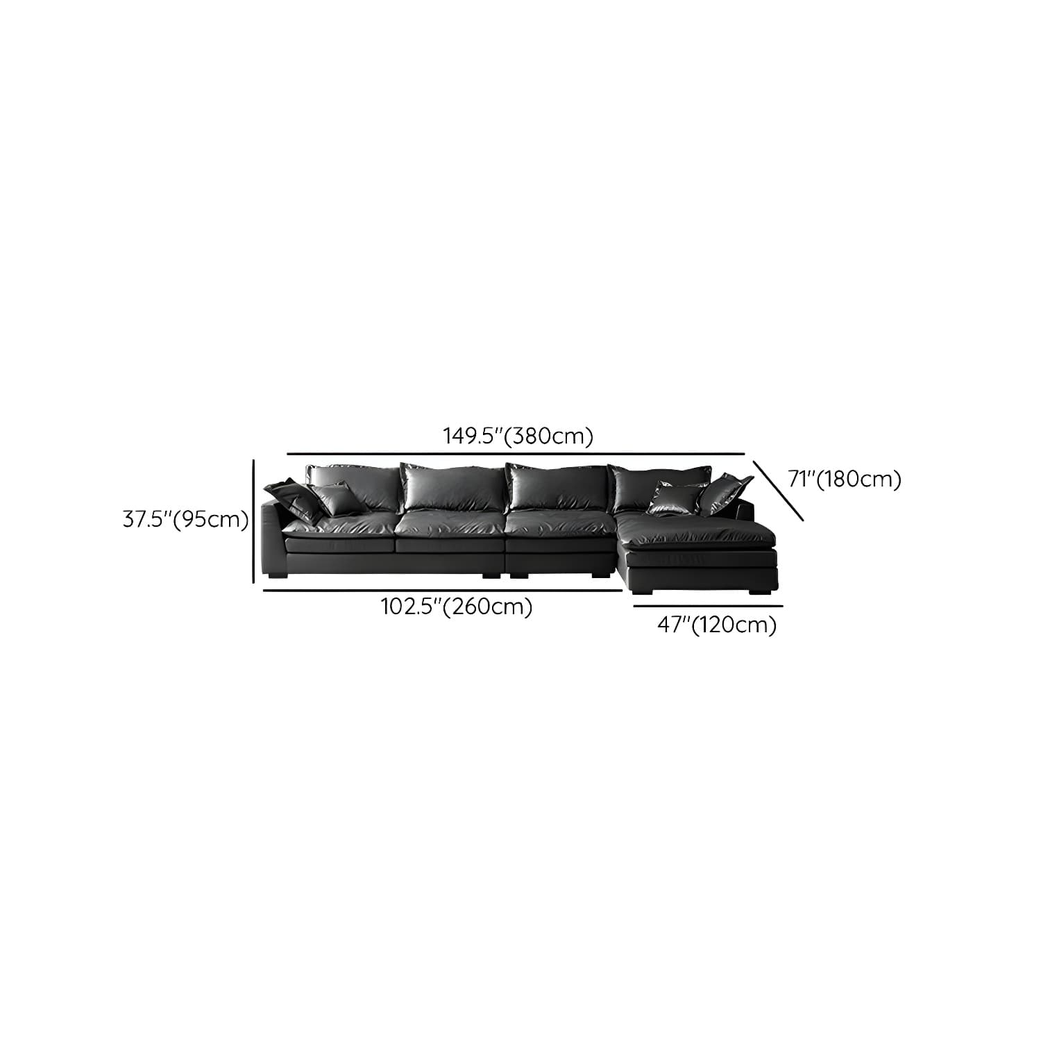 Modern Black Stationary Sectional Sofa with Wood Frame and Tech Cloth Upholstery - image 30