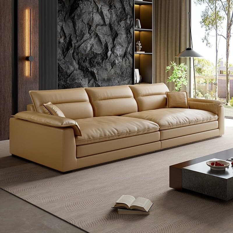 Modish Solid Color Water Resistant Standard Sofa in Light Gray/White/Light Brown with Seats 3/2-seater and 2 Pillows