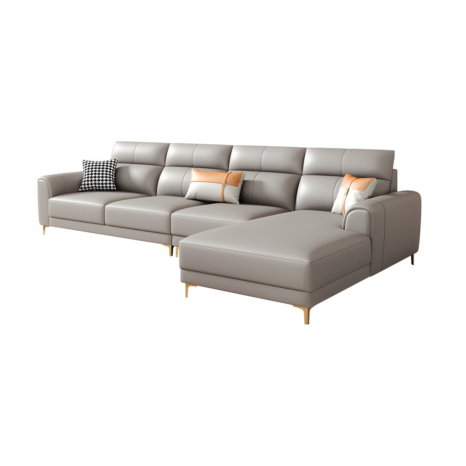 Modern Gray Faux Leather Sectional Sofa with Pillow Top Arms and Wood Frame - image 12