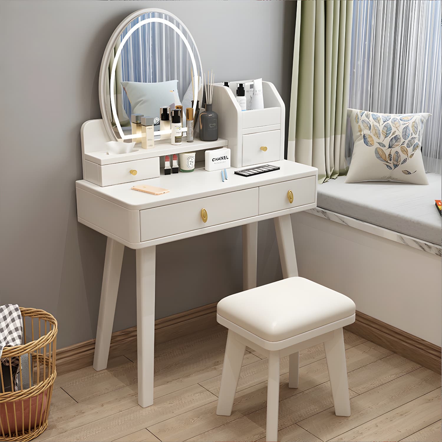 Traditions Dressing Table Bedroom Solid Wood with Drawer Mirror Make-up Vanity - image 17