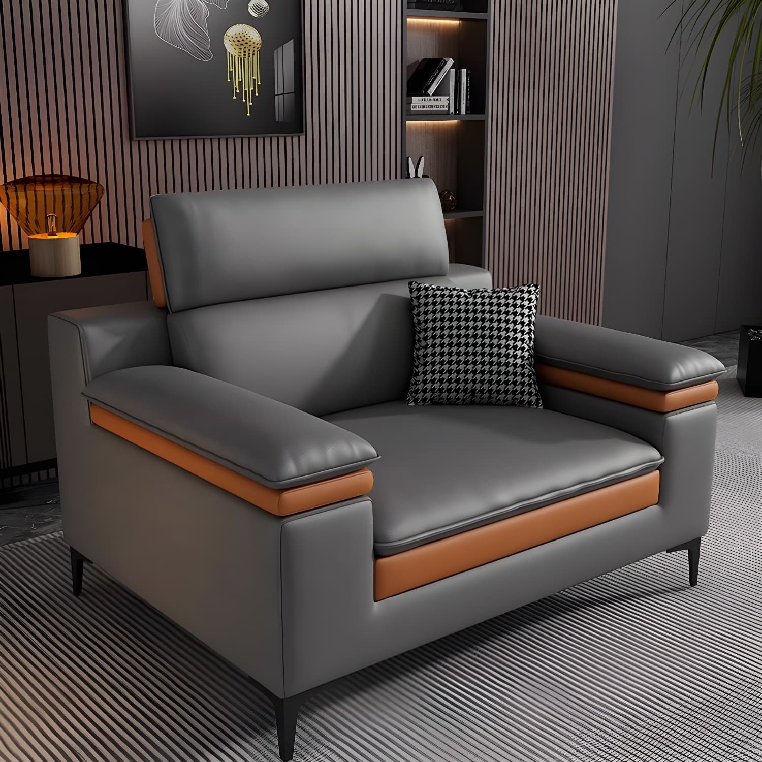 Modern Gray Tech Cloth Sectional Sofa with Adjustable Headrest - image 3