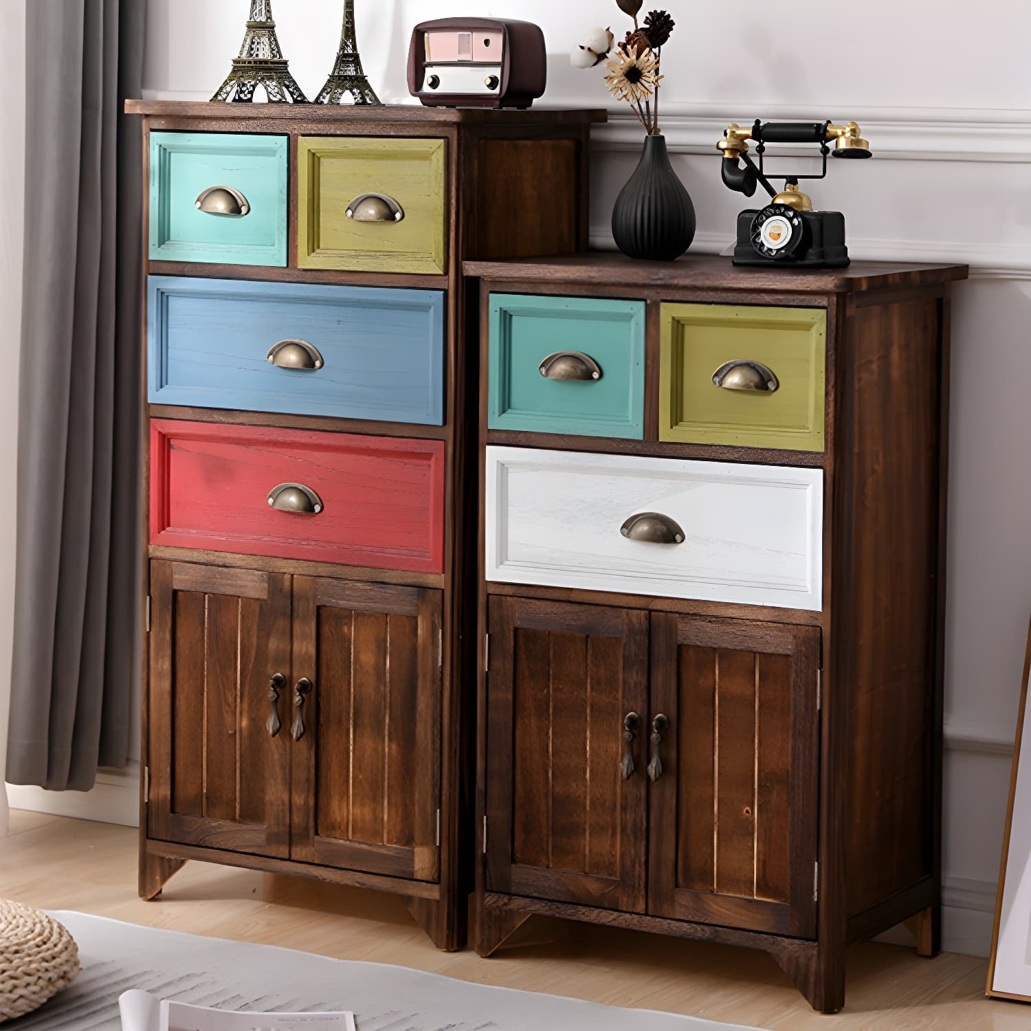 Rectangle Mid Century Modern Solid Wood Accent Cabinet with 1 Cabinet and Drawers - image 8