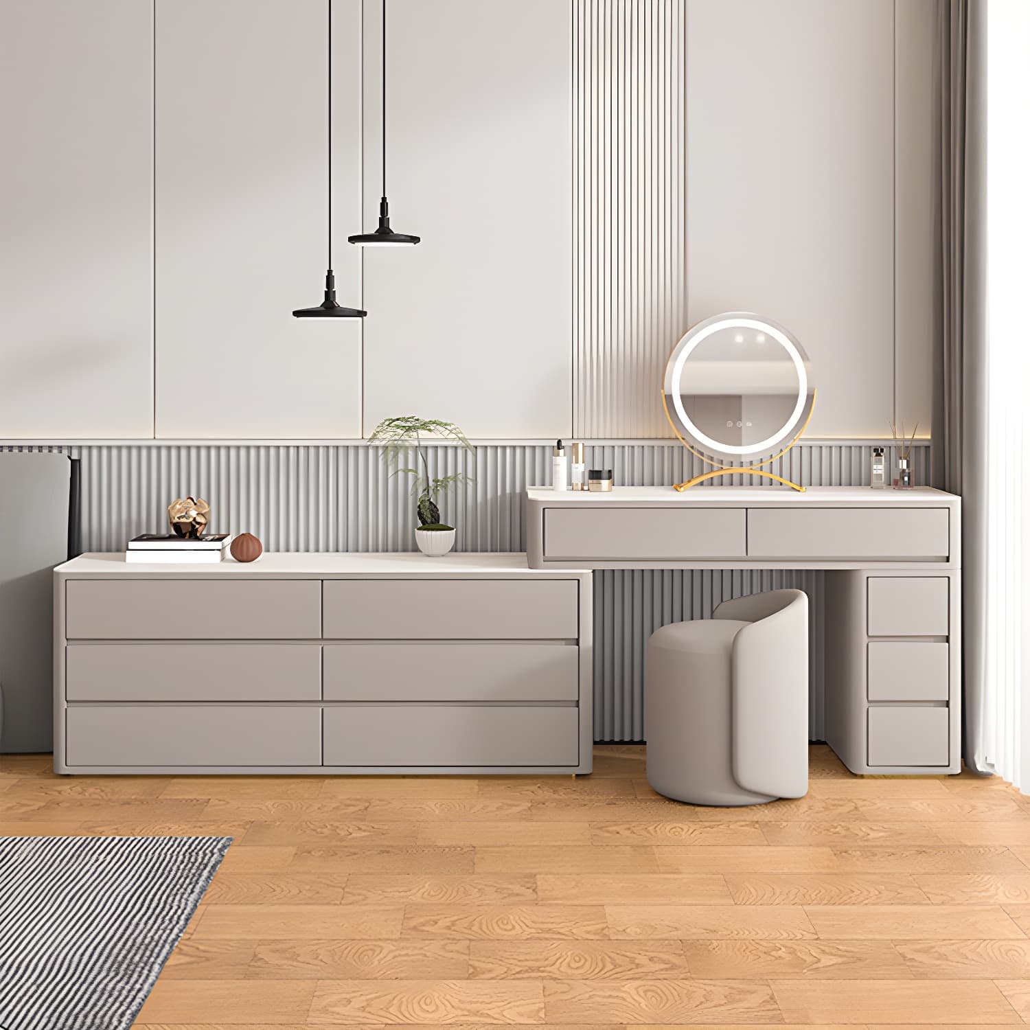 Large Wood Makeup Vanity with Stone Top and 11 Drawers - Organize Your Beauty Essentials - image 9