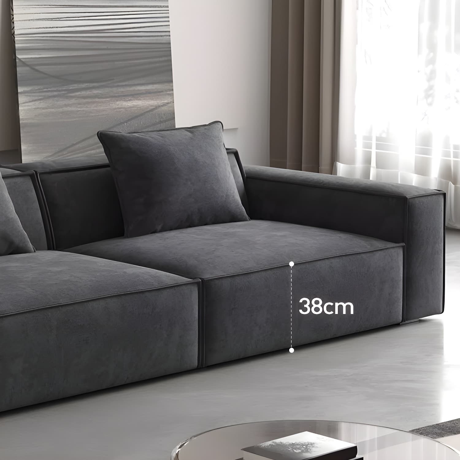 Modern Gray Square Arm Sectional Sofa Upholstered in Polyester Blend - image 10