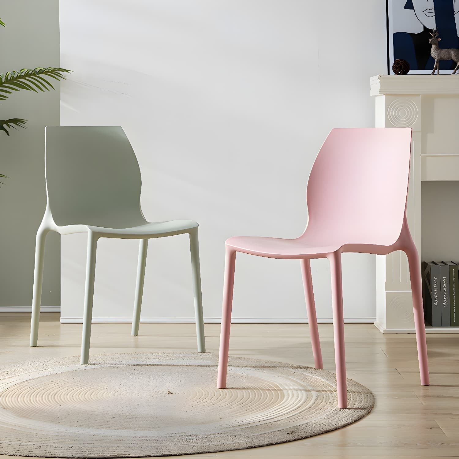 Contemporary Plastic Dining Room Chair Multicolor Stackable Side Chair - image 9