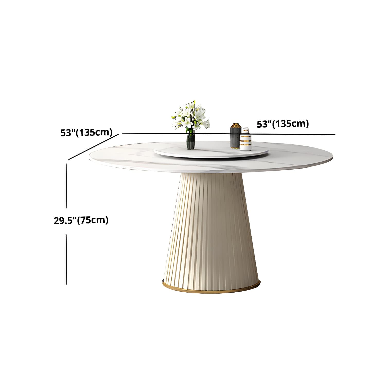 Modern Dinning Table with White Stone Round Dining Table for Kitchen - image 9