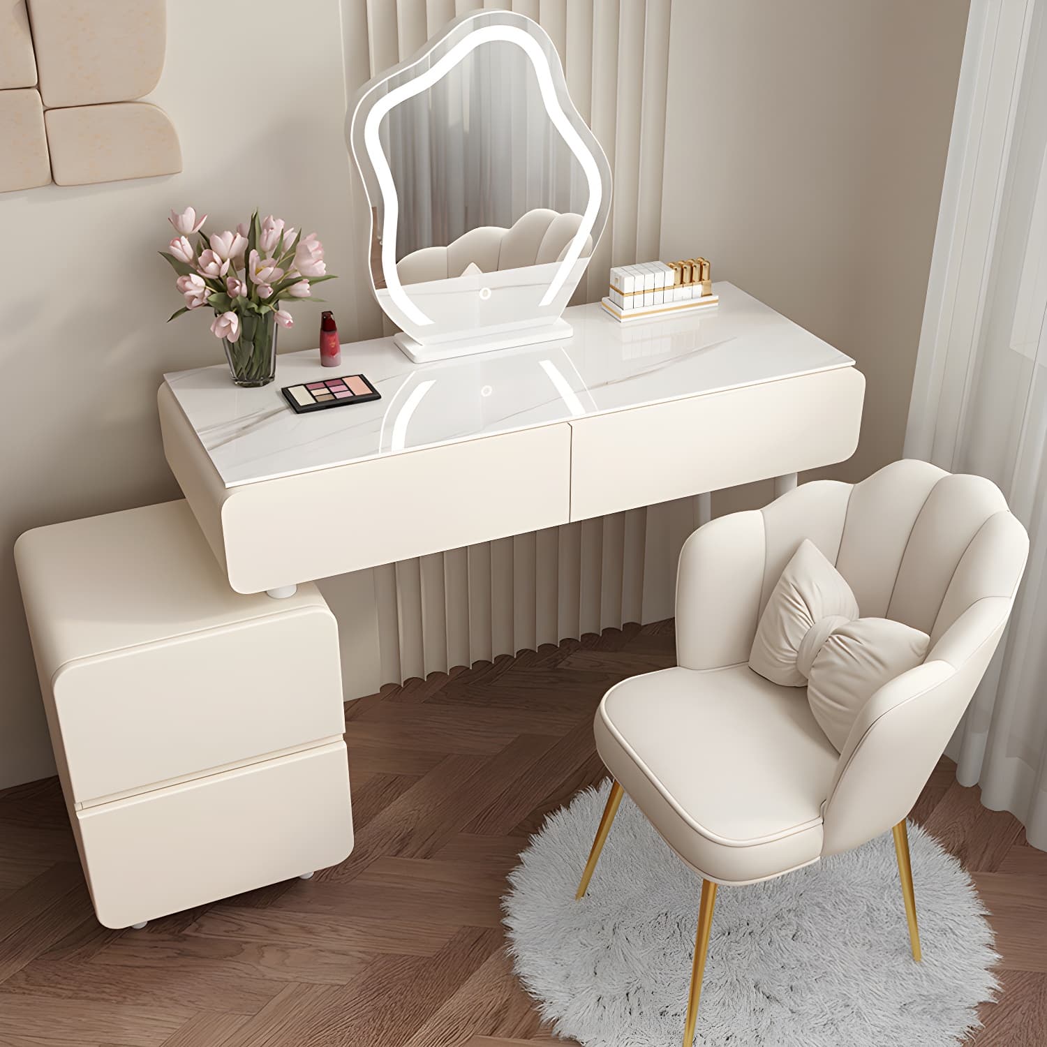 Contemporary Stone Top Vanity Dressing Table Bedroom Make-up Vanity - image 5