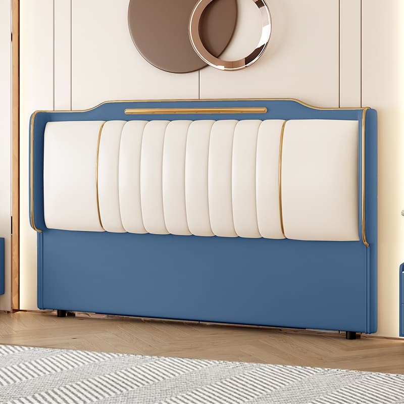 Simplistic Style Wingback Headboard with No Distressing in Pine Wood, Featuring Camelback Shape for King/Queen/Full Bed, Sponge Upholstery Fill, and Standard Height