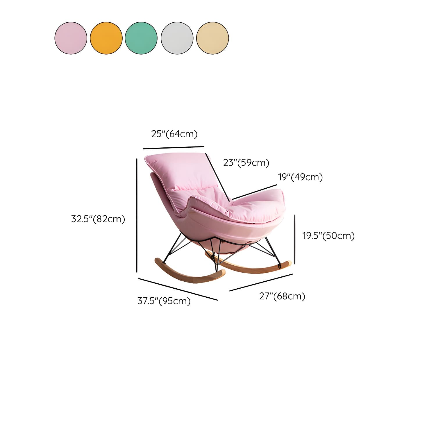 Modern Rocker Chair Upholstered with Dark legs Glider for Living Room - image 30