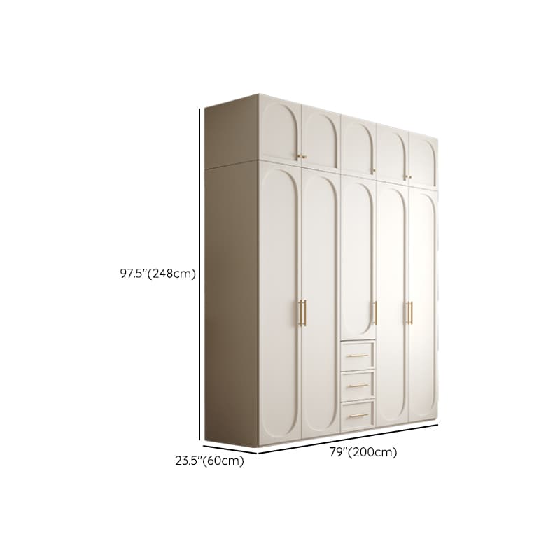 White Minimalist Manufactured Wood Wardrobe Closet with 3-Drawer, Soft Close Door, Interior Shelves, and Clothing Rod - image 20