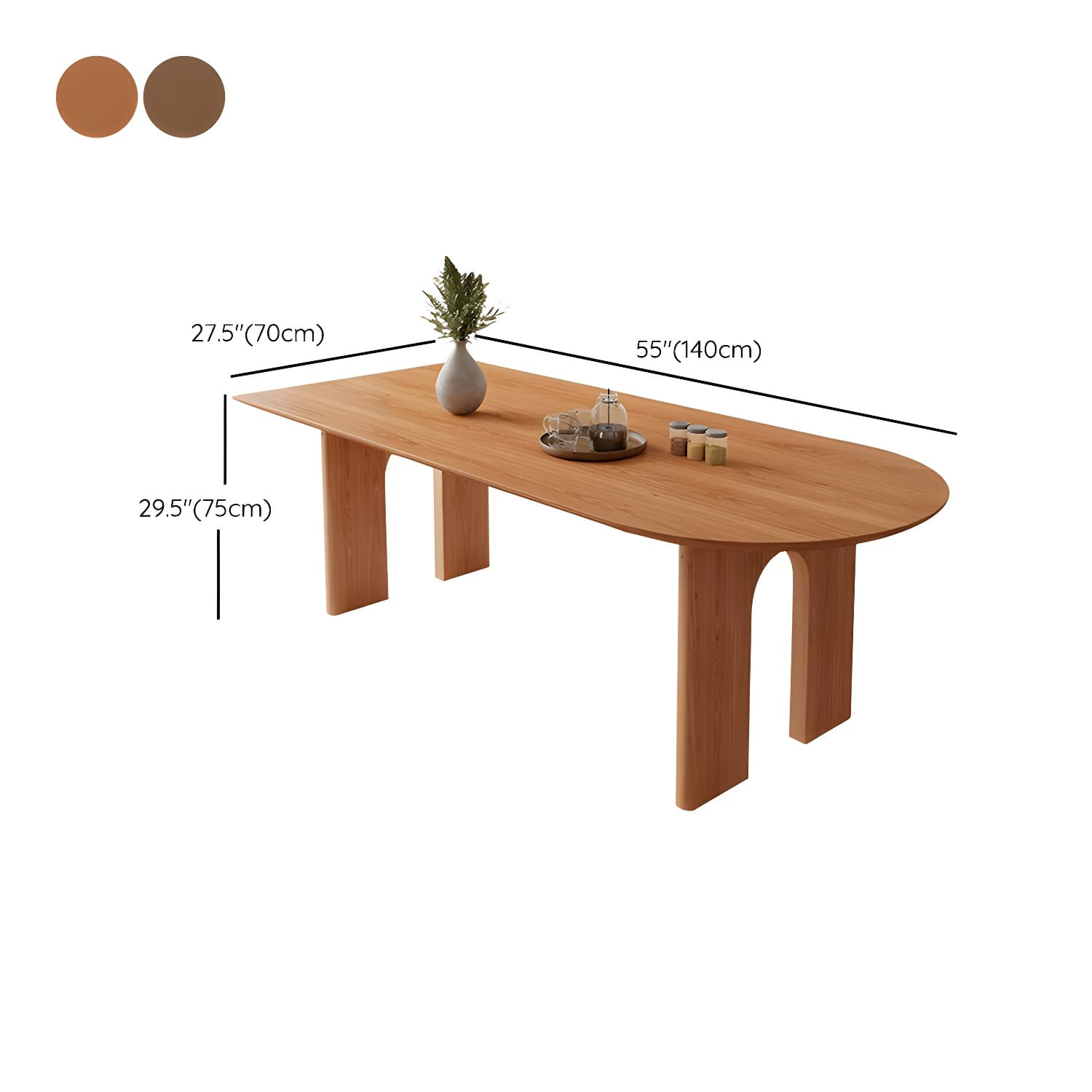 Scandinavian Wooden Oval Dining Table in Natural and Brown for Dining Room - image 16