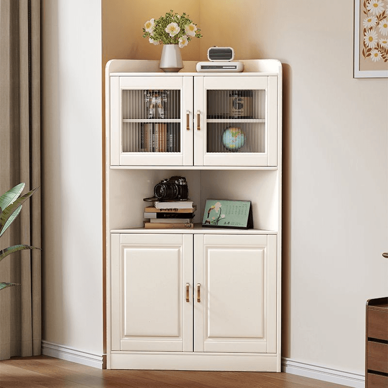 Independent Corner Utility Storage Cabinet in Cocoa/Gray/White with Grip Bars, 2 Exterior Shelves and 2 Cabinets/1 Cabinet in a Trendy Style, Glass-panel Door Included/Not Included - image 3