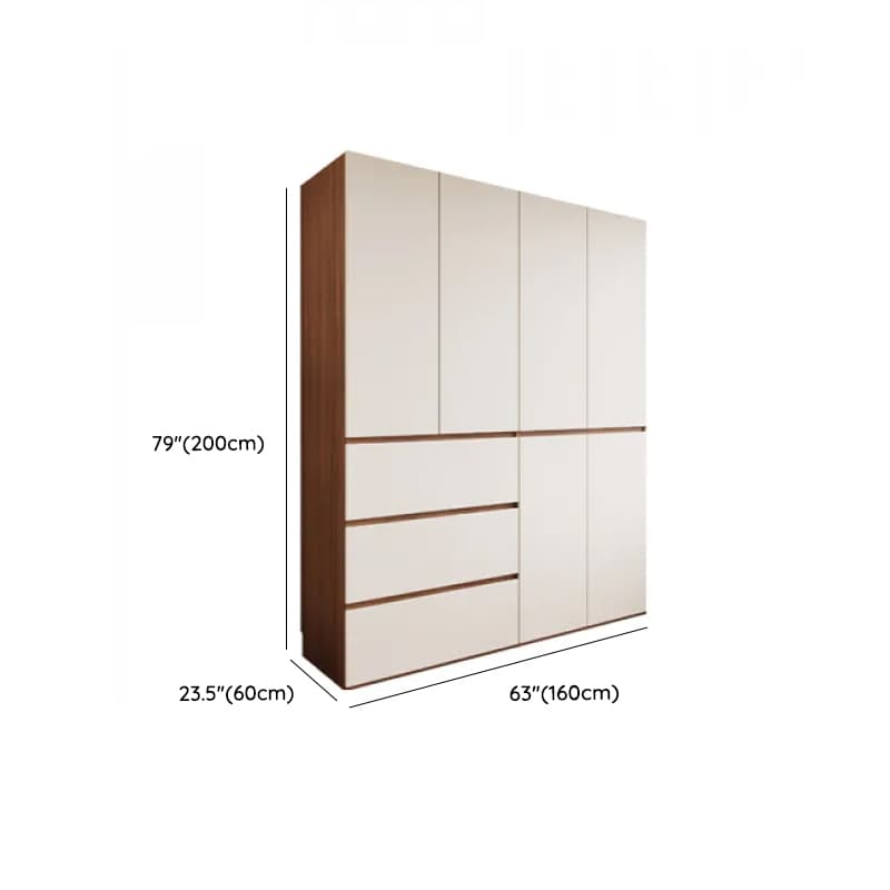 White Minimalist Manufactured Wood Independent Wardrobe Closet with Soft Close Drawer, Soft Close Door, and Interior Shelves - image 8