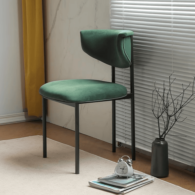 Scandinavian Side Chair with Uncovered Back, Upholstered, Ink/Gilded Metal Legs - image 5