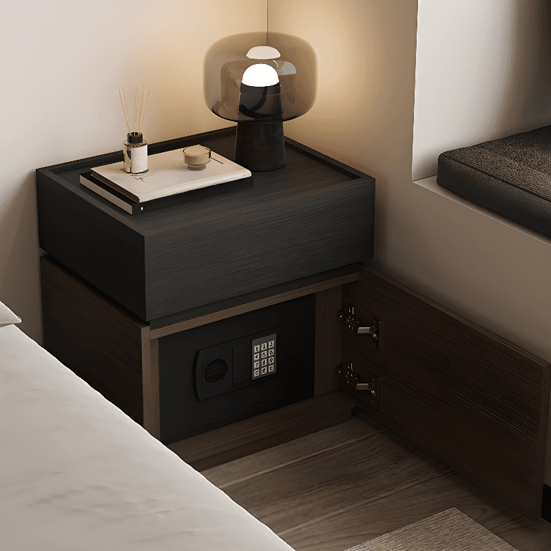 Organic Modern Bedside Cabinet Nightstand with 1 Drawer, 1 Cabinet, 2 Shelves, Right Orientation, and Particle Board Wood - image 10