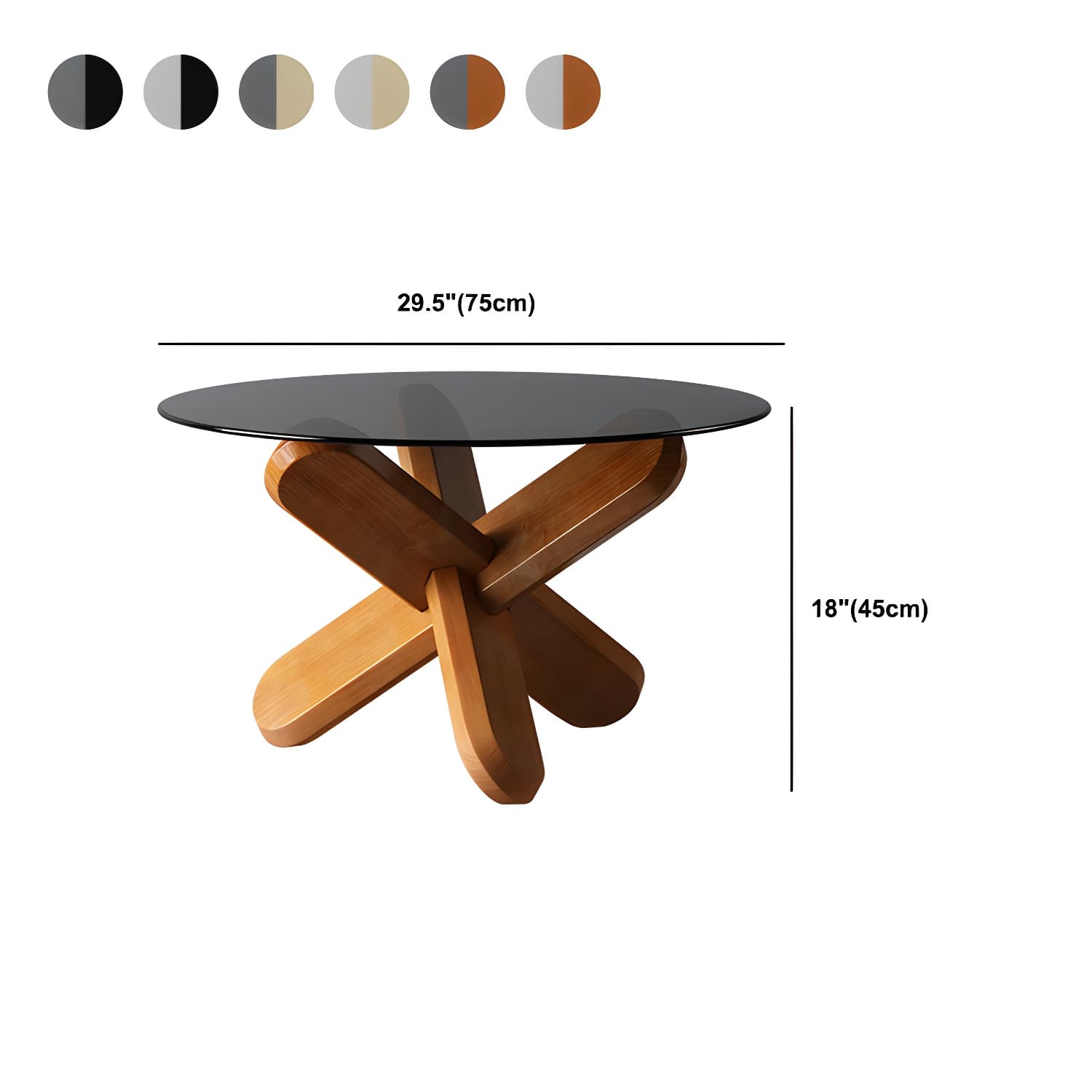 Modern Round Glass Top Coffee Table with Abstract Wooden Leg - image 20