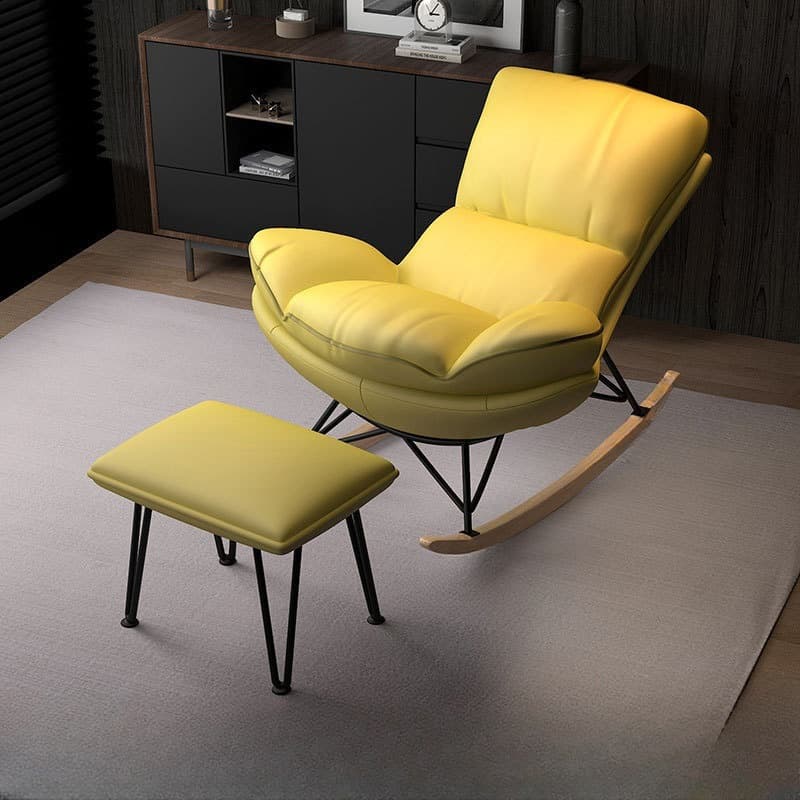 Stylish Upholstered Indoor Rocking Chair with Natural Wood Legs - image 14