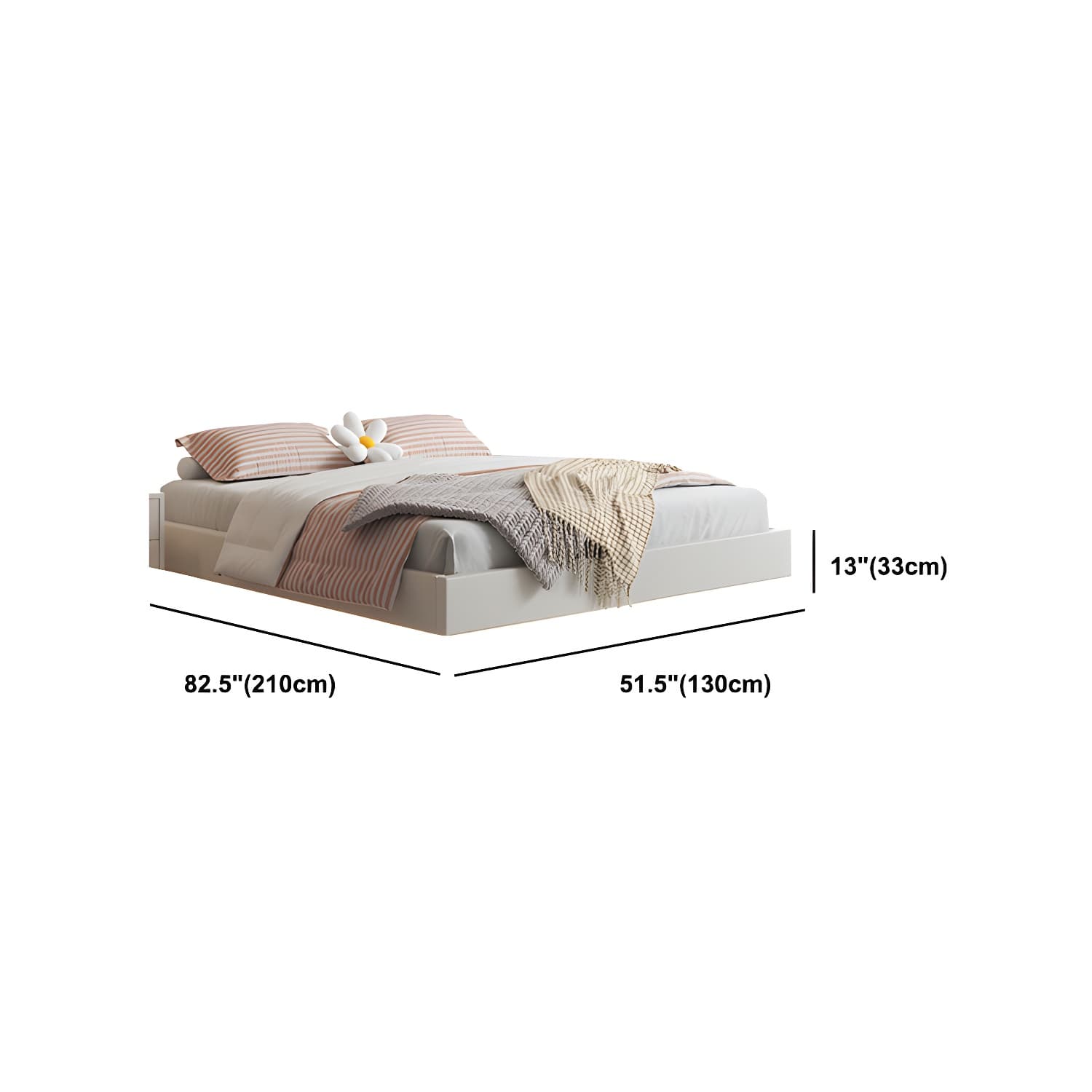 Contemporary Style White Standard Bed Pine Wood Platform Bed Frame - image 10