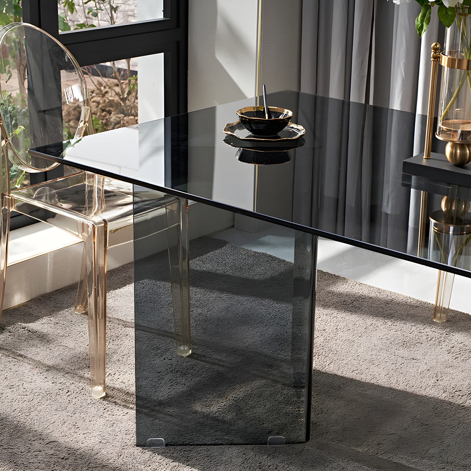 Modern Tempered Glass Dining Table Glass Base for Dining Room - image 9