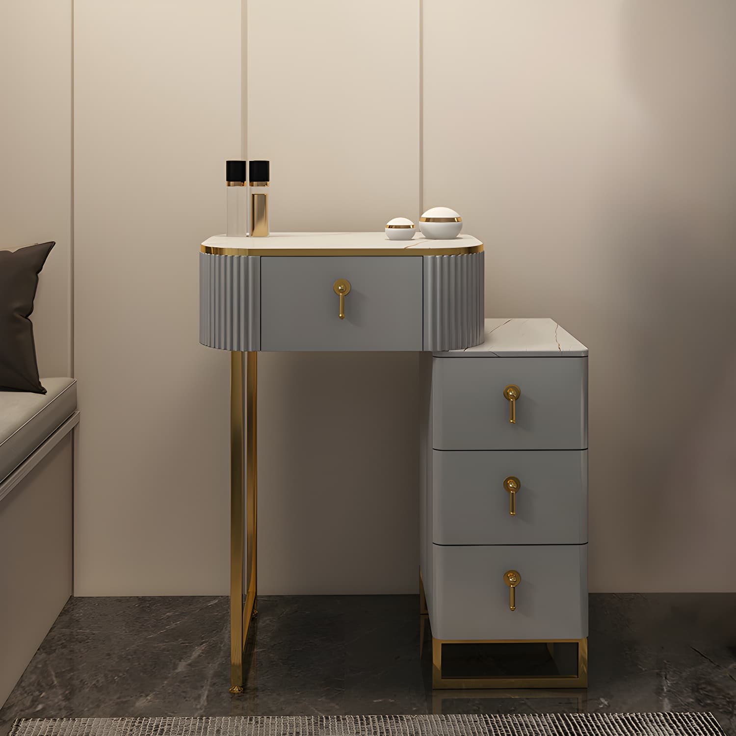 Contemporary Makeup Vanity Desk Table 29.9" H Bedroom Makeup Counter - image 14