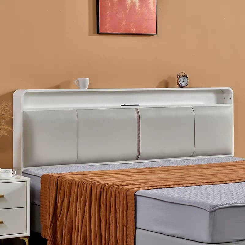 Simplistic Panel Headboard with Shelves, Rectangular Shape for Twin/Full/Twin XL Bed, Featuring Sponge Upholstery, Illumination Light, and Standard Height - image 6