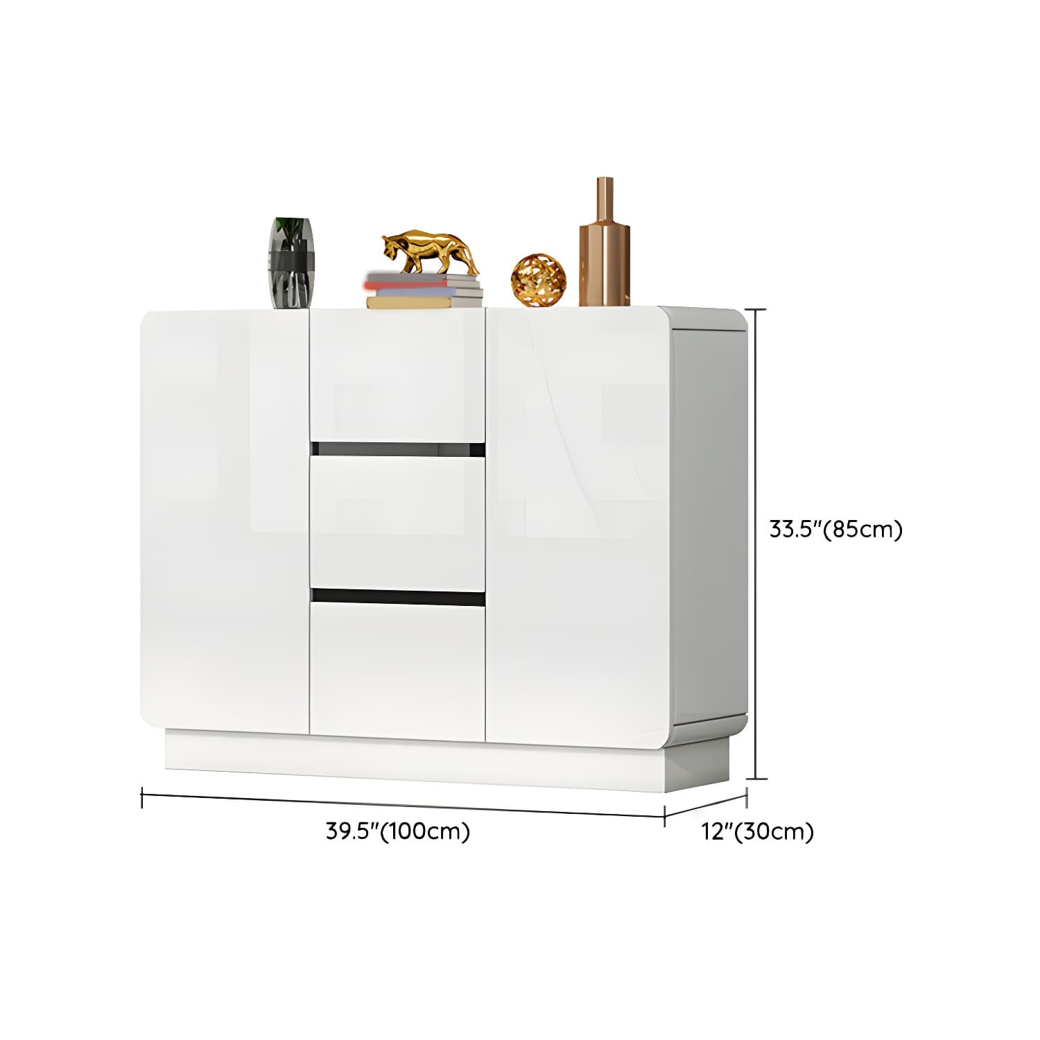White Modern Sideboard Credenza with Adjustable Shelving and 3 Drawers - image 21