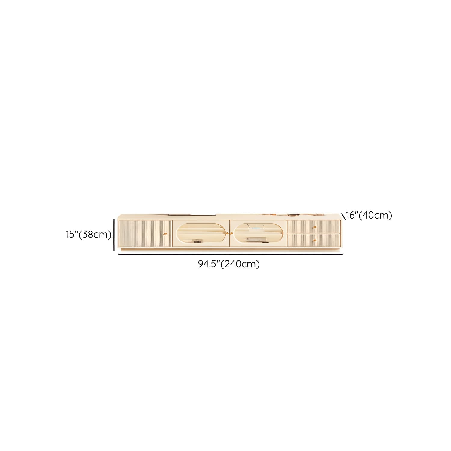 White Cable Management TV Console Modern Engineered Wood Media Console - image 16