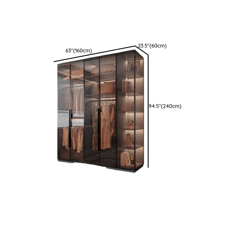 Transparent Simplistic Vitreous Wardrobe Closet with Soft Close Door, Interior Shelves, and Hanging Rod - image 11