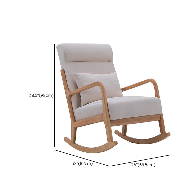 Indoor Use White Cotton Stationary Rocking Chair with Back & Arm - image 15