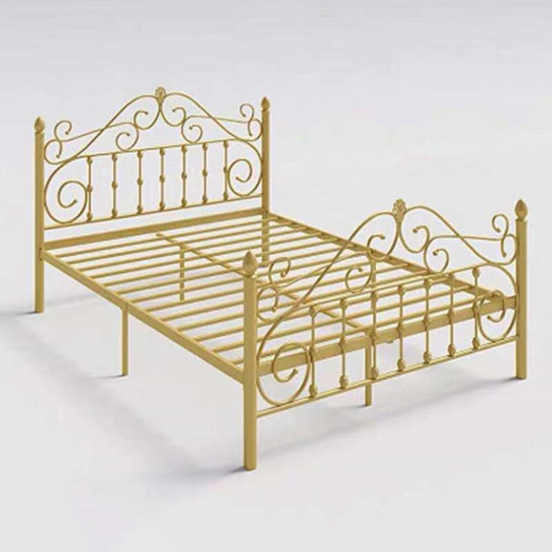 Glam Metal Bed Frame with Camelback Open-Frame Headboard and Footboard - image 9