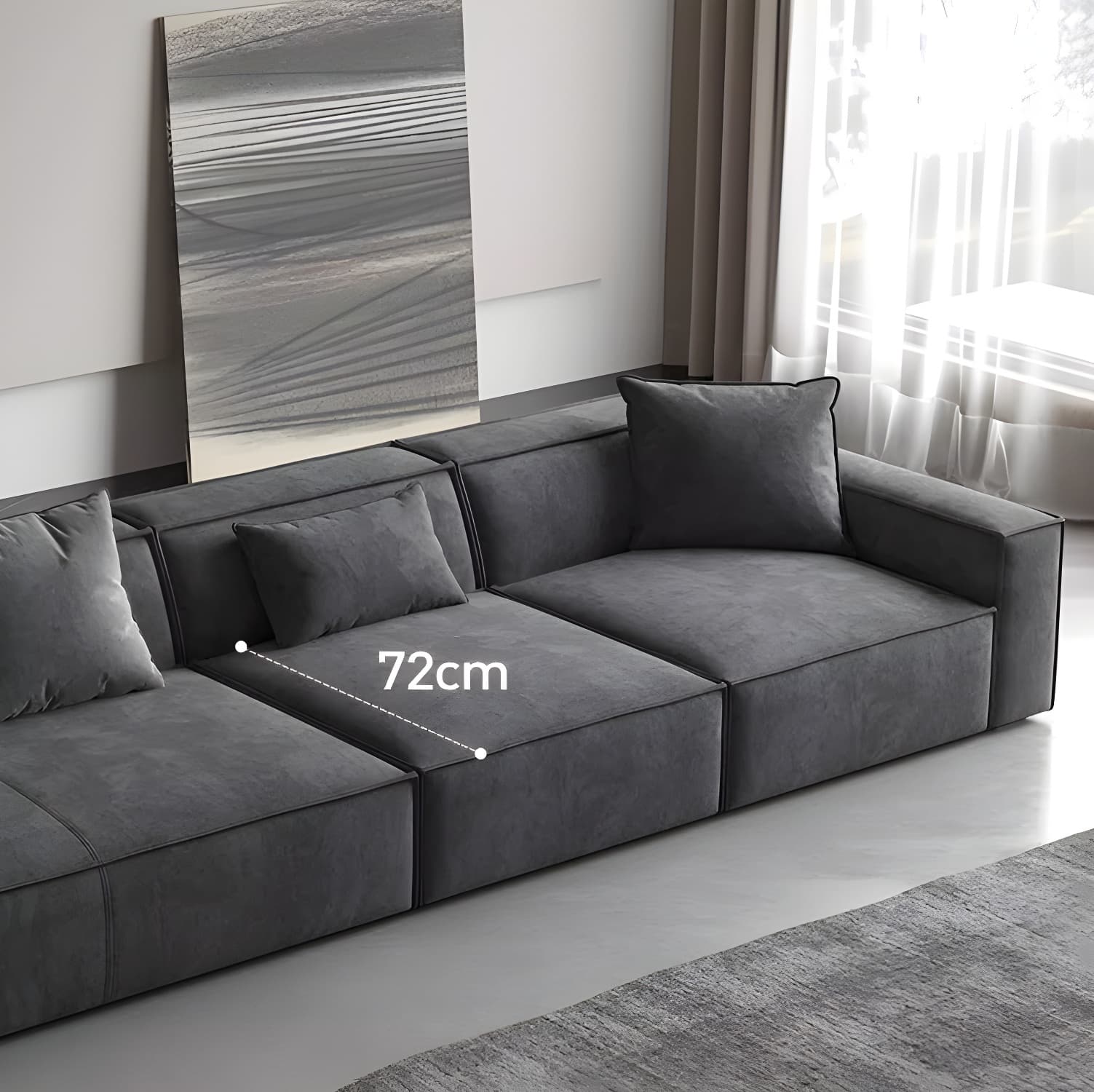 Modern Gray Square Arm Sectional Sofa Upholstered in Polyester Blend - image 9