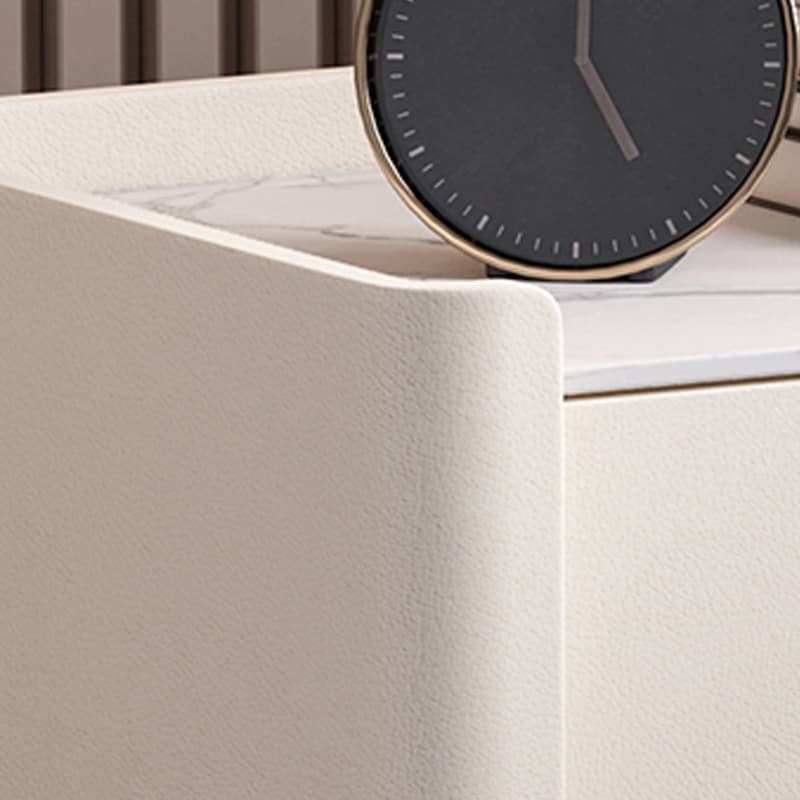 Modern Faux Leather Nightstand with 2 Drawers in Stone Countertop - image 19