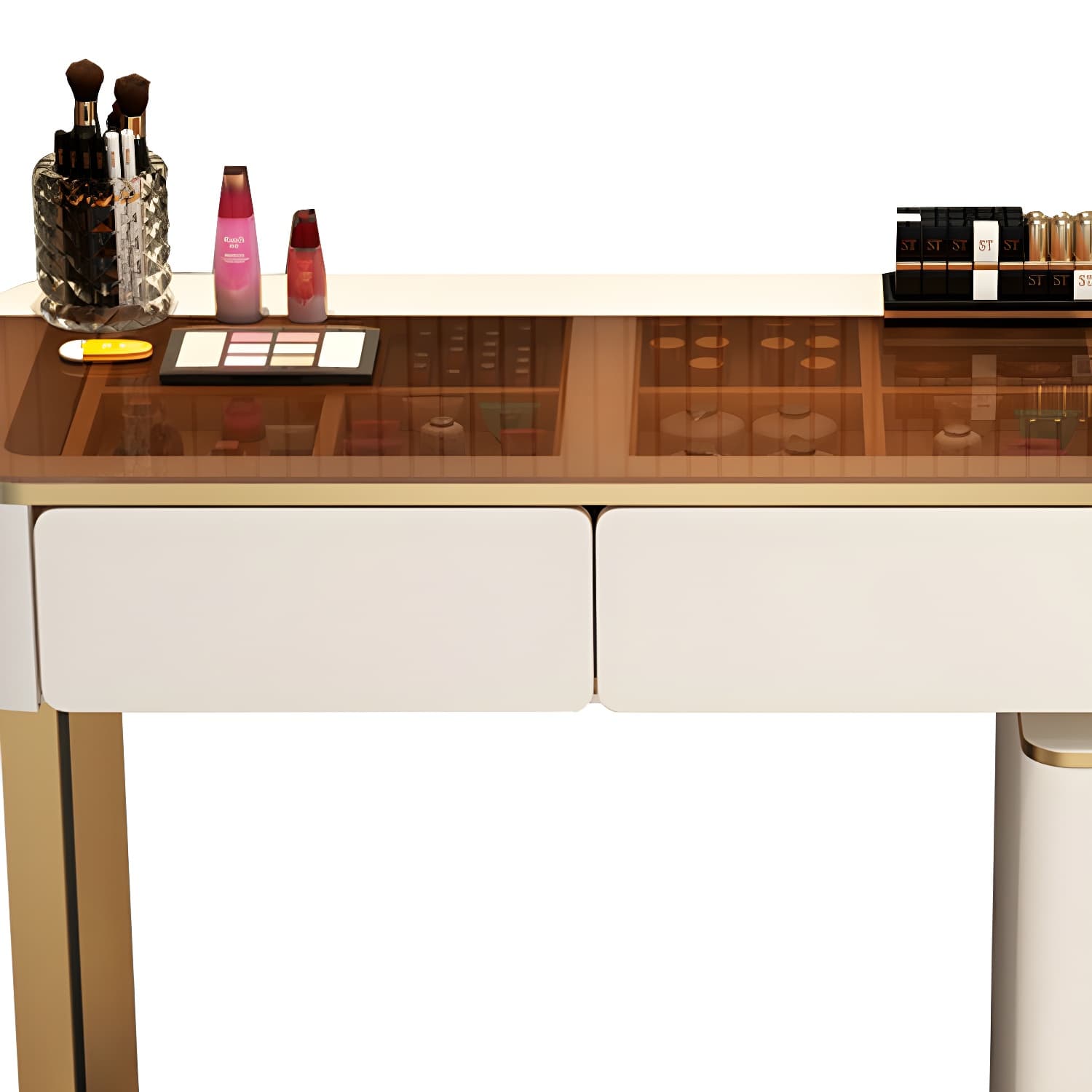 Glam Glass Vanity Dressing Table 29.9" H Bedroom Makeup Counter with Drawer - image 10