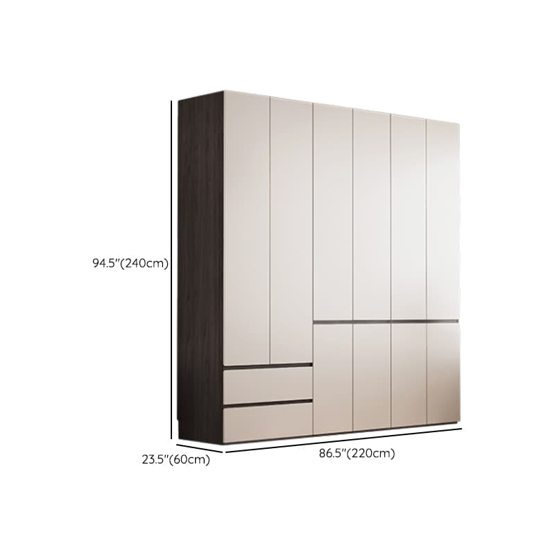 White Minimalist Manufactured Wood Independent Wardrobe Closet with Soft Close Drawer, Soft Close Door, and Interior Shelves - image 24