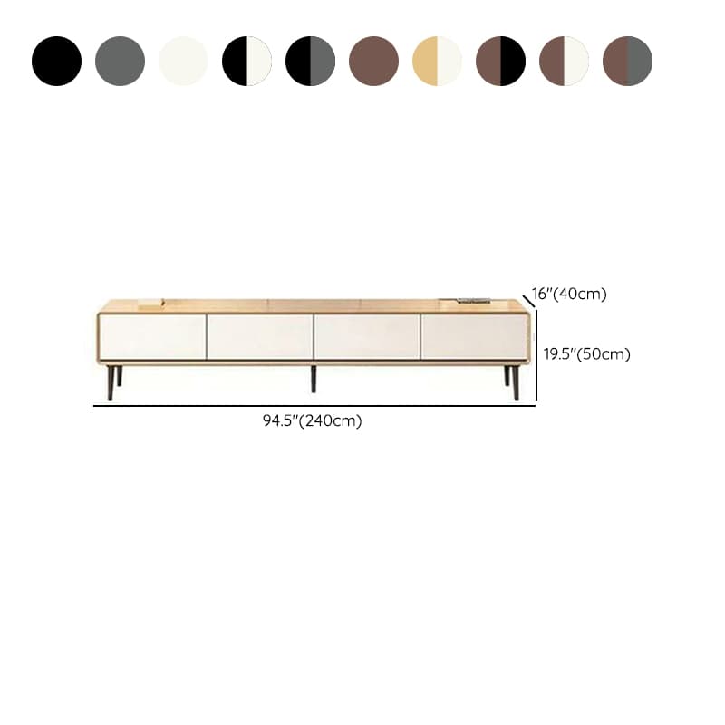 Modern Wooden Long and Low TV Stand with 4 Drawers, No Assembly Required, Dark Tone - image 21