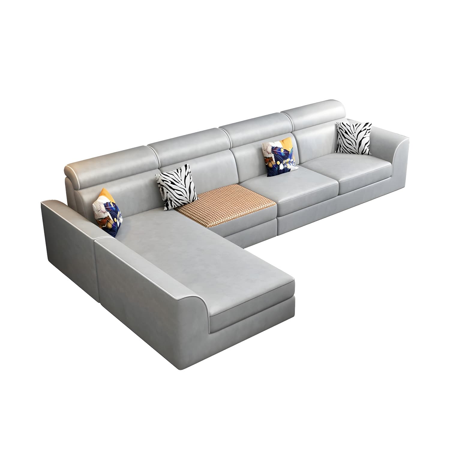 Scandinavian Reversible L-Shape Modular Wood Frame Corner Sectional with Chaise - image 10