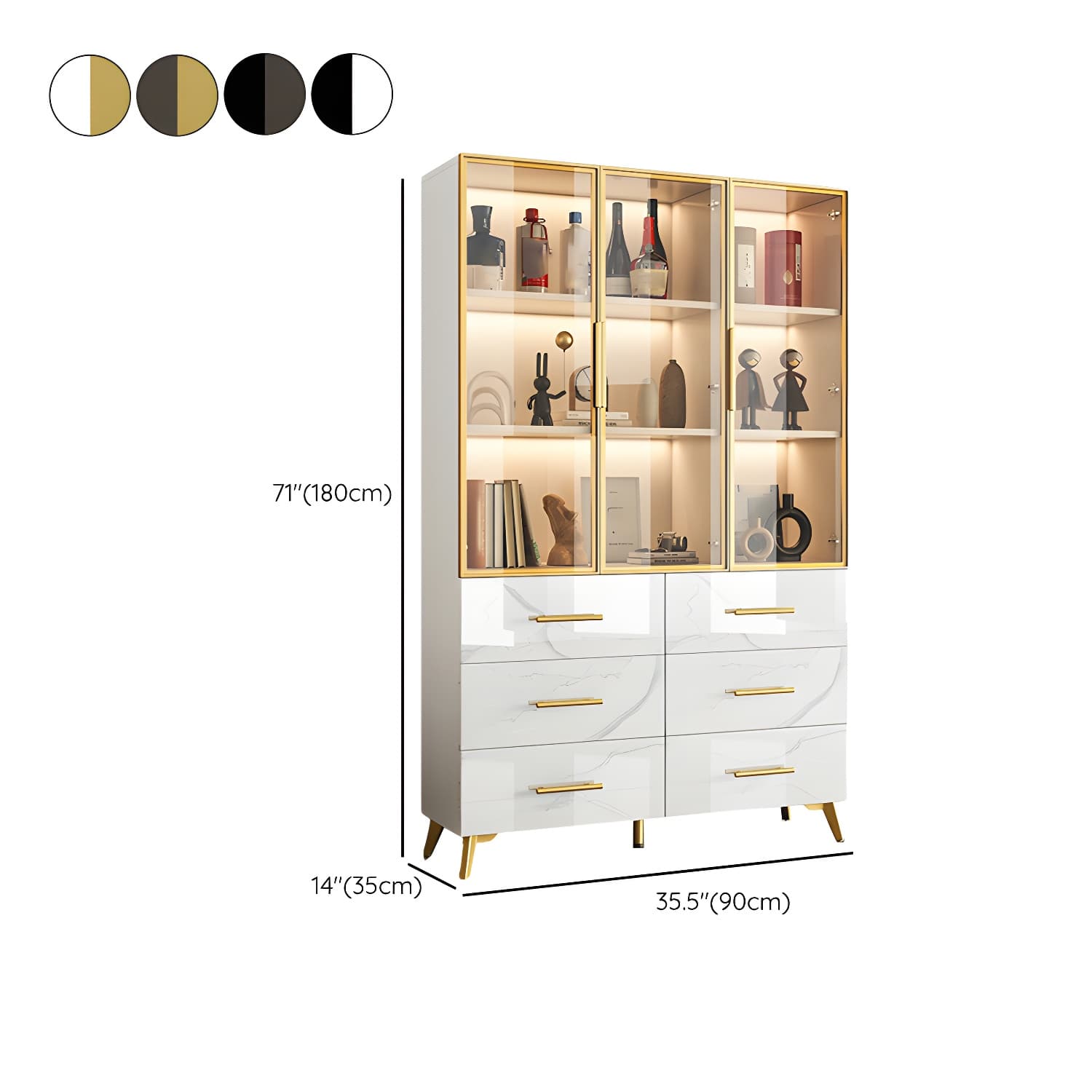 13.8'' Wood Two-Drawer Rectangular White and Black Accent Cabinet without Adjustable Shelf - image 14