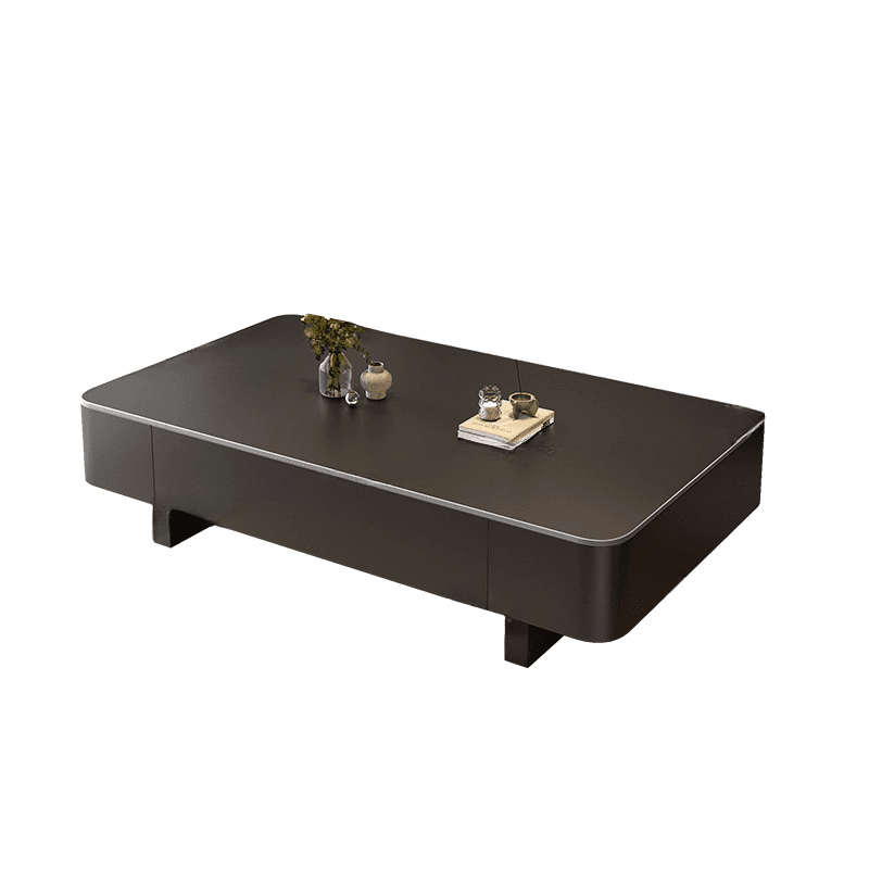Rectangular Side Table with Twin Support Base, Rawhide Upholstery, and 2 Drawers - image 6