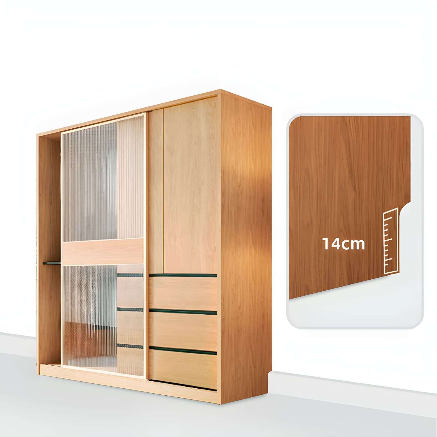 Engineered Wood Wardrobe Armoire with Drawer Modern Wardrobe Closet - image 8