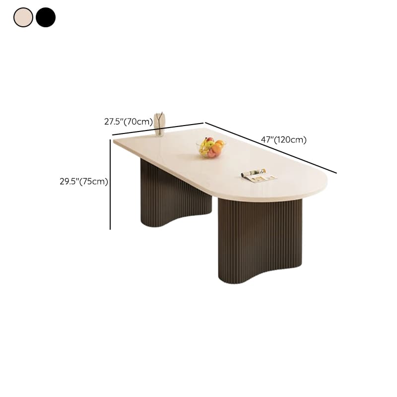 Art Deco Dining Table with Ivory Stone Top, Standard Height, Scratch-shielded, Fixed Table Mechanism - image 12