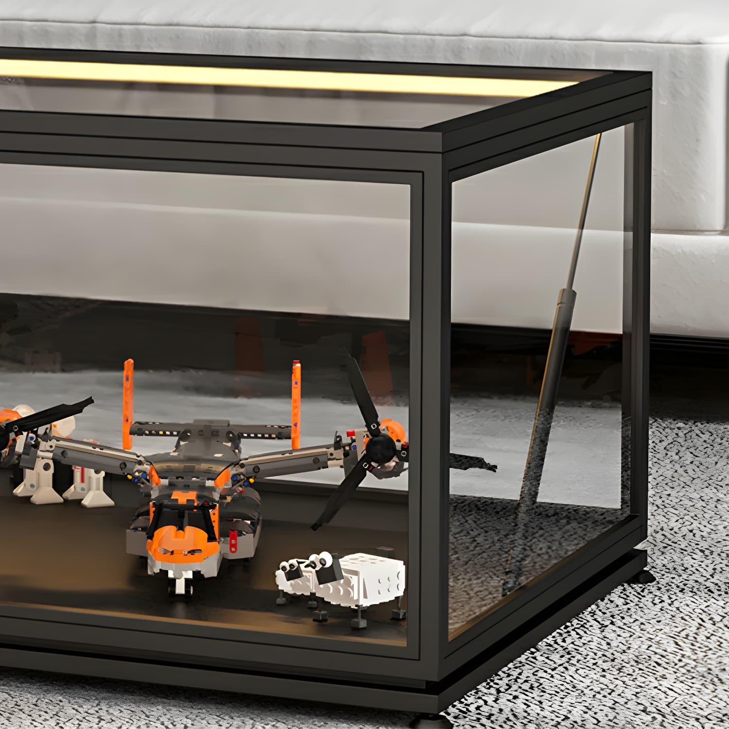 Rectangle Glass Top Coffee Cocktail Table Tranparent Contemporary with Metal Base - image 11