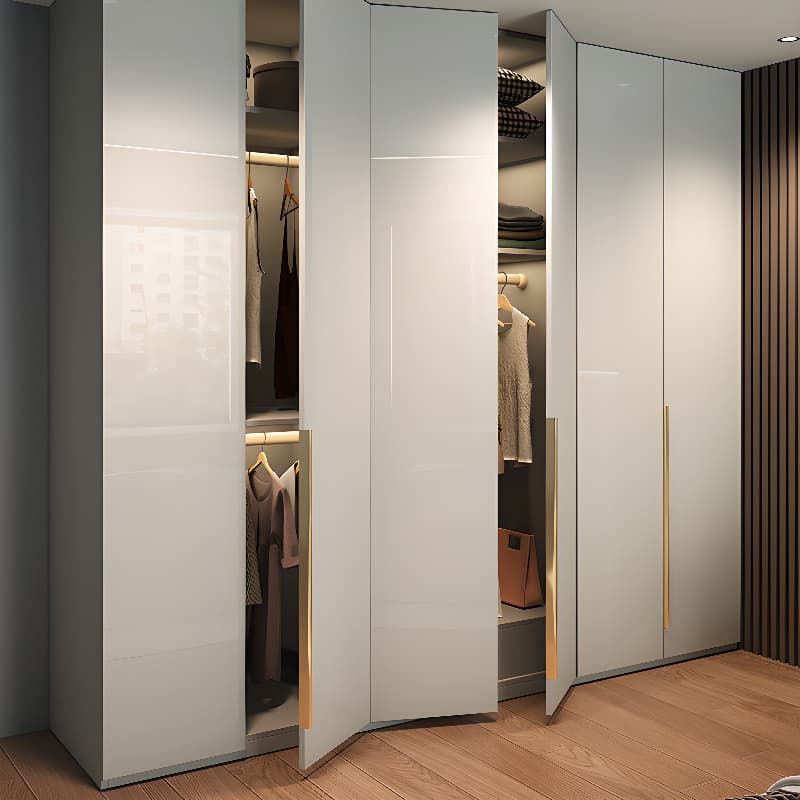 Gray Contemporary Timber Self-supporting Wardrobe Armoire with Soft Close Drawer, Soft Close Door, and Interior Shelves - image 3