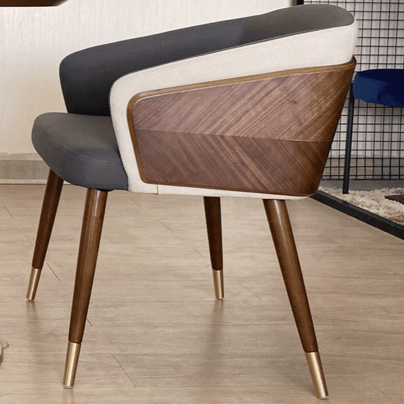Bordered Reliable Upholstered Arm Chair with Solid Back and Wooden Legs for Dinette in a Lavish Style - image 14