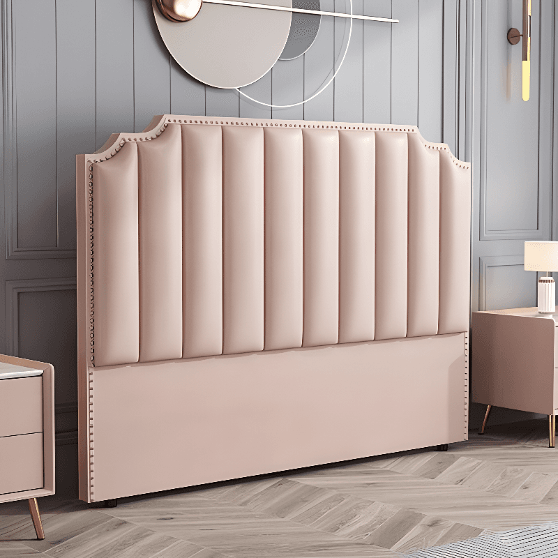Modish Style Panel Headboard with No Distressing, Nailhead Border, Scooped Shape for Queen/Full Bed, Featuring Sponge Upholstery and Standard Height - image 6